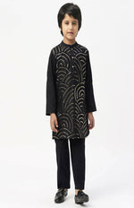 Thumbnail for Lil Drama Bollywood Tadka Black Kurta Pant Set For Boys - Distacart