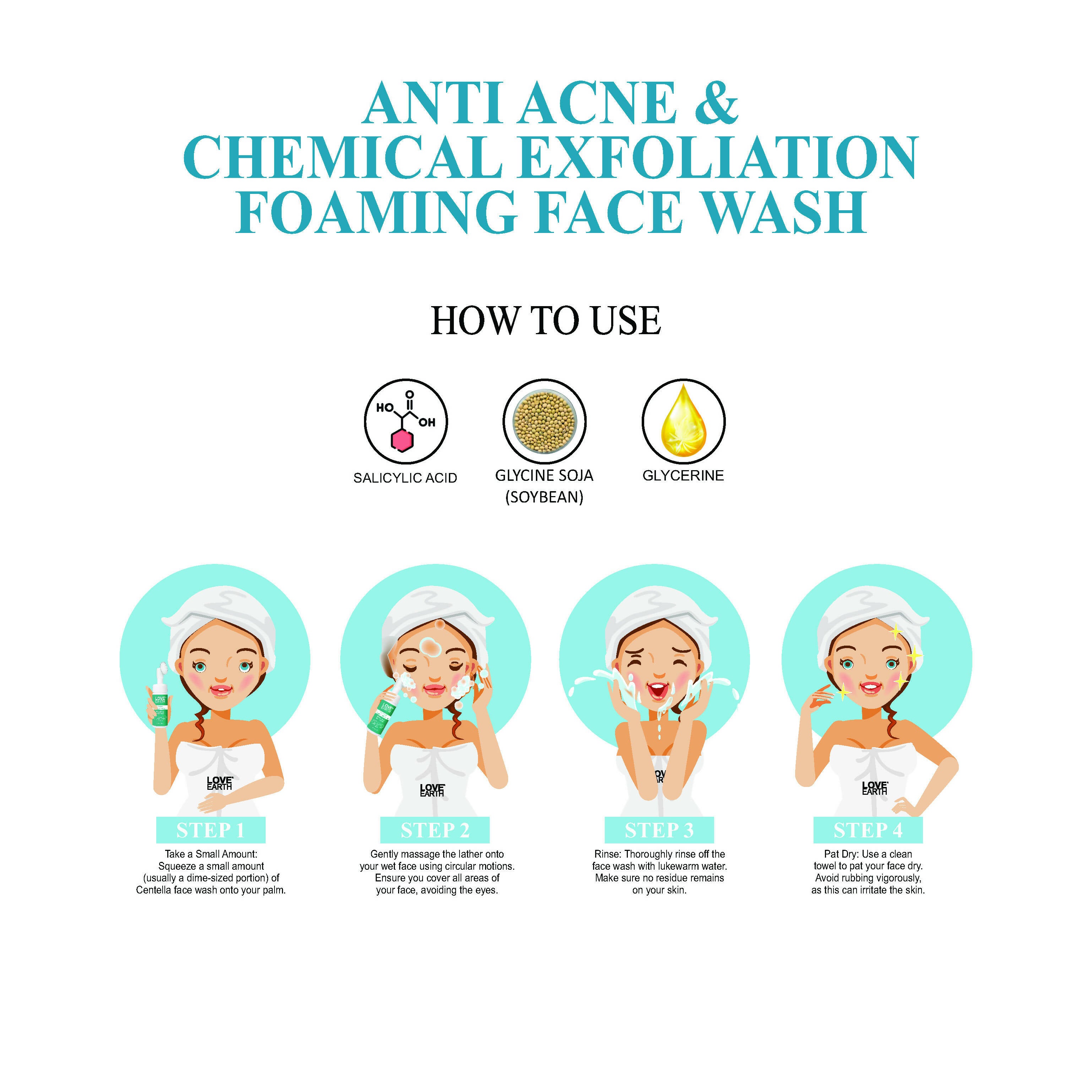 Love Earth Anti Acne & Chemical Exfoliation Foaming Face Wash - Distacart