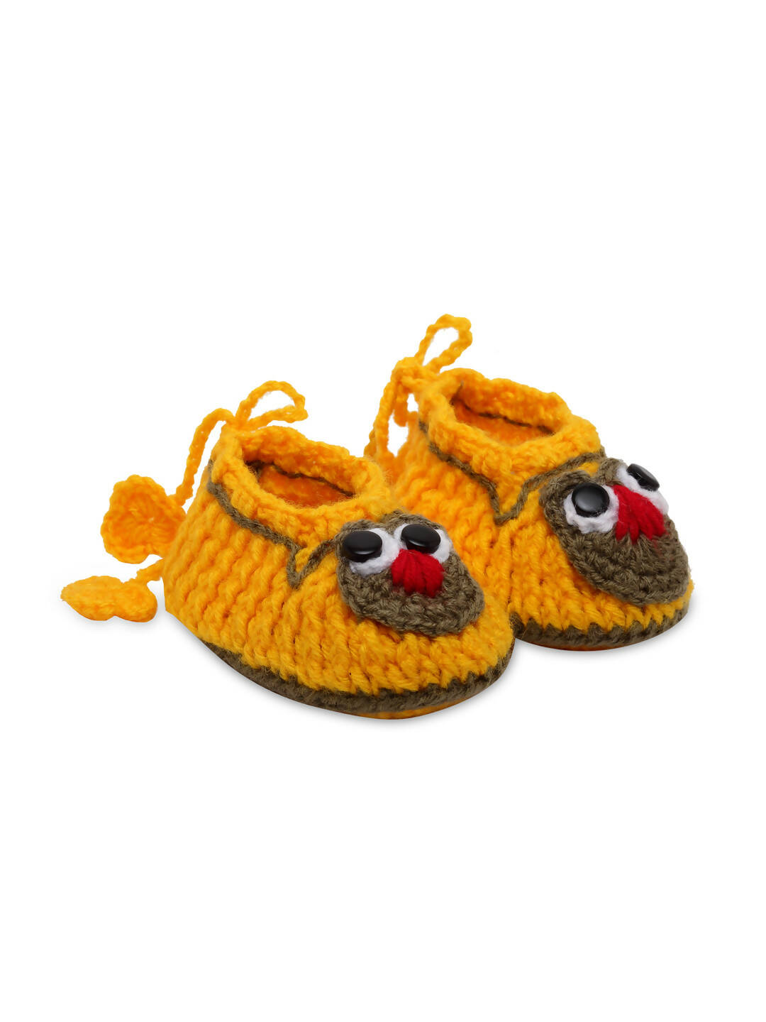 Chutput Kids Woollen Hand Knitted Cartoon Detailed Booties - Yellow - Distacart