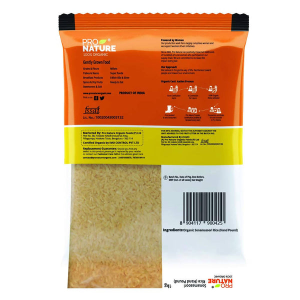 Pro Nature Organic Sonamasoori Rice (Hand Pound)