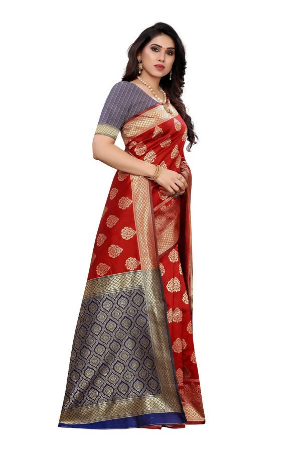 Vamika Banarasi Jacquard Weaving Red Saree (Dangal Red)
