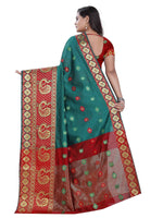 Thumbnail for Vamika Banarasi Cotton Silk Rama Green Weaving Saree