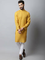 Thumbnail for Even Apparels Yellow Color Pure Cotton Men's Kurta With Side Placket (SLD1192) - Distacart