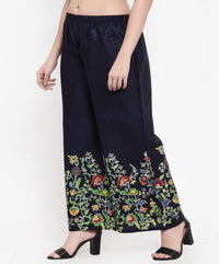 Thumbnail for Mominos Fashion Navy Blue Floral Design Palazzo