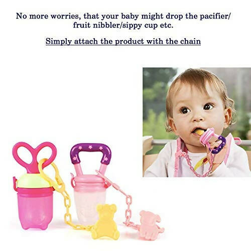 Safe-O-Kid Safe-O-Kid Animal Design Silicone Pacifier/Soother With Holder Chain And Clip, Blue Bear - Distacart