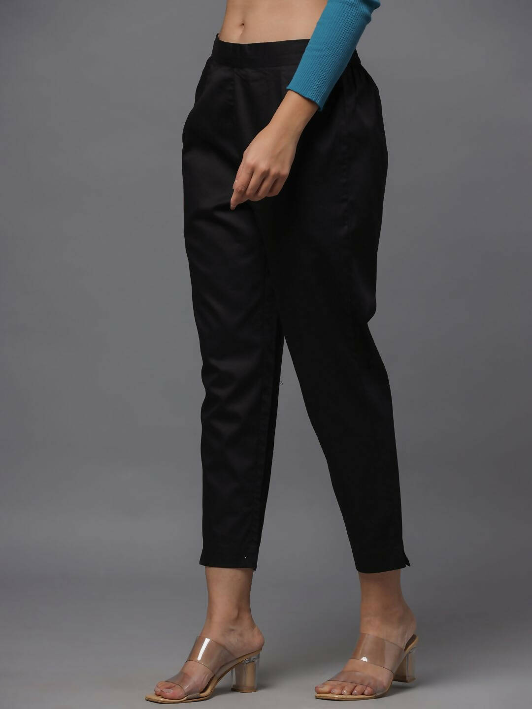 Juniper Women's Black Solid Straight Slim Pant - Distacart