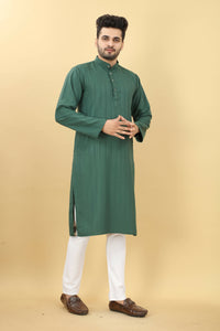 Thumbnail for Green Viscose Polyester Solid Men's Kurta - Mahotsav - Distacart