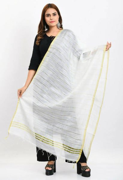 Mominos Fashion Moeza Women's Cotton Zari Box White Dupatta - Distacart