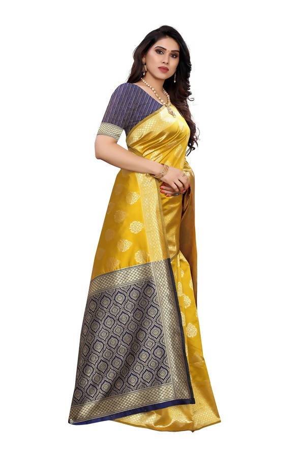 Vamika Banarasi Jacquard Weaving Yellow Saree (Dangal Yellow)