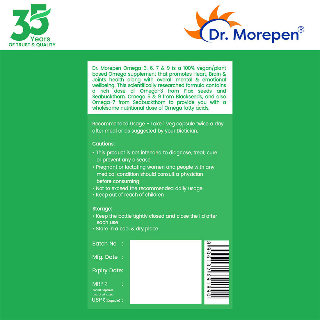 Dr. Morepen Veg-Omega Veg Capsules - Distacart