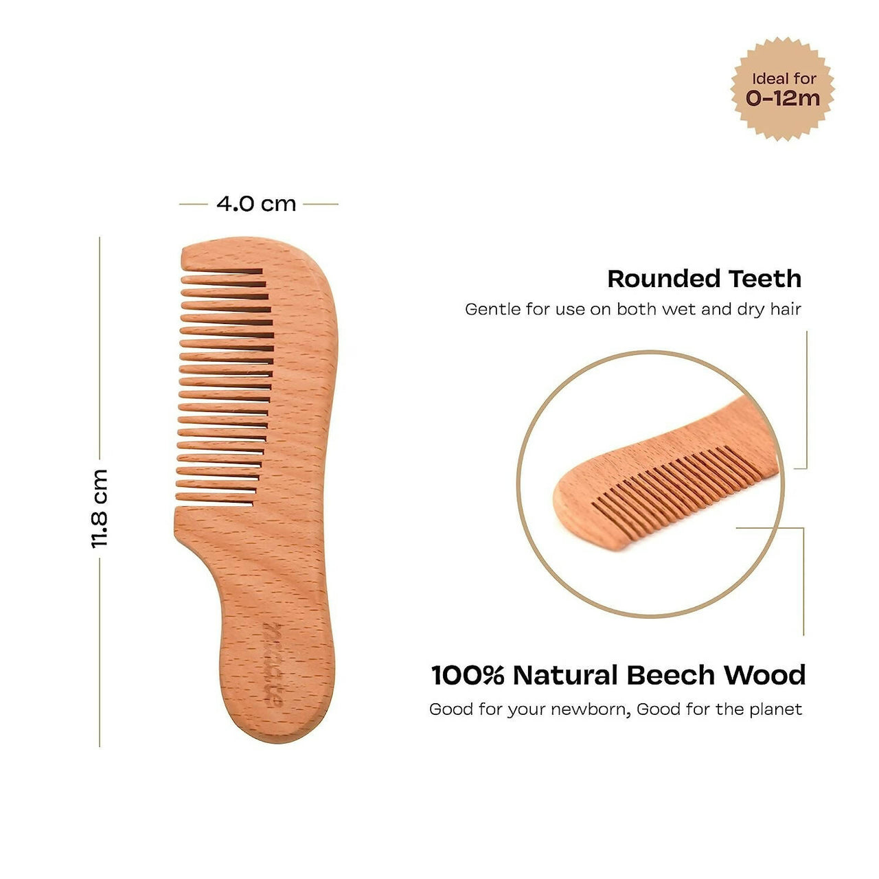 Maate Baby Wooden Comb Set | Beechwood Comb and Hair Brush - Distacart