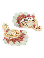 Thumbnail for Gold-Toned Red Contemporary Gold-Plated Chandbalis Earrings - Ruby Raang - Distacart