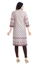 Thumbnail for Snehal Creations Charming Cream Digital Print Cotton Slub Long Kurti Tunic - Distacart