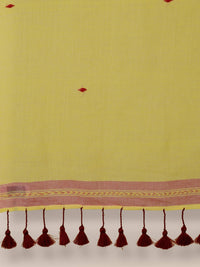 Thumbnail for Suta Yellow Maroon Pure Cotton Saree - Distacart