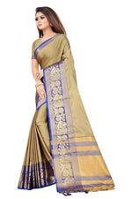 Thumbnail for Vamika Banarasi Cotton Silk Weaving Brown Saree (DOCTOR MOR CHIKU)