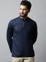Thumbnail for Even Apparels Navy blue Color Pure Cotton Men's Kurta With Side Placket (CHK082) - Distacart