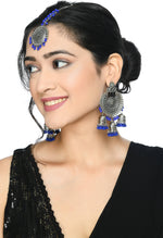 Thumbnail for Mominos Fashion Johar Kamal Silver Jhumkas With Maang Tikka Earrings - Distacart
