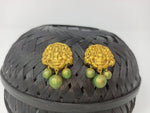 Thumbnail for Terracotta Lakshmi Devi Studs With Dangles-Golden Green