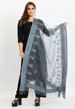 Thumbnail for Mominos Fashion Moeza Women's Orgenza All Over Chikan Work Grey Dupatta - Distacart