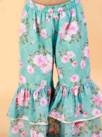 Thumbnail for Lil Drama Girls Kurta With Sharara & Dupatta Set - Blue - Distacart