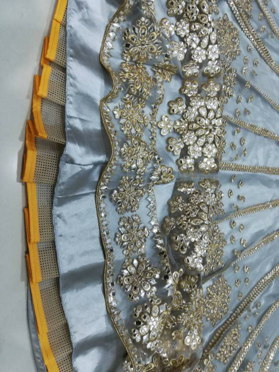 Aastha Fashion Women's Grey Jari with Paper Mirror Embroidery Net Designer Lehenga Choli - Distacart