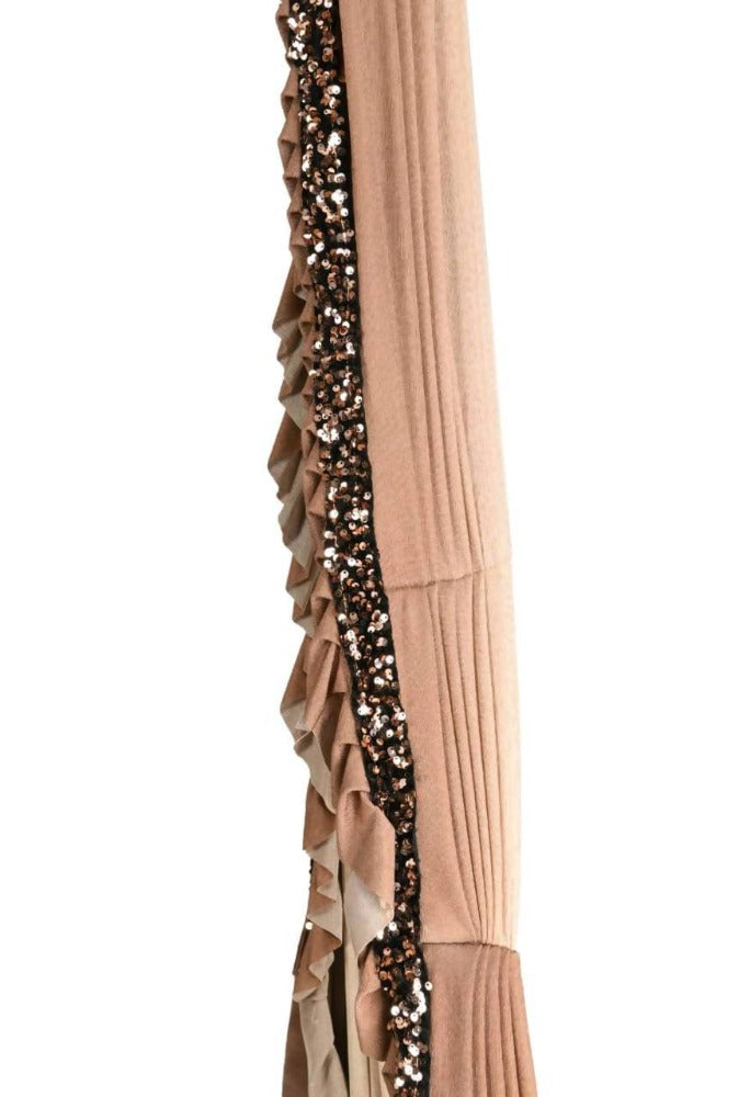 All Season Wear Camel Colour Shaded Ruffled Ready To Wear Saree