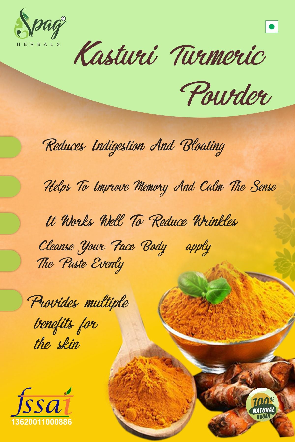 Spag Herbals Premium Kasturi Turmeric Powder - Distacart