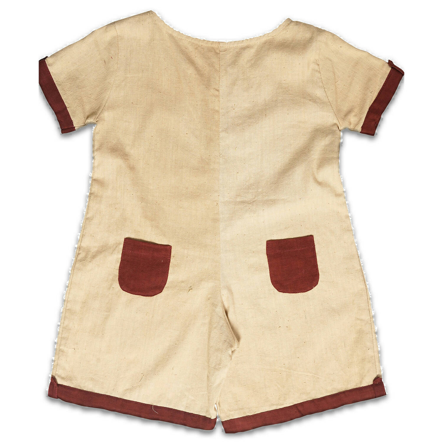 Mhyssa Beige and Maroon Round Neck Short Romper For Kids - Distacart