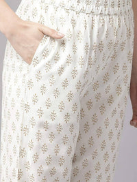 Thumbnail for Yufta Women Teal Blue & Golden Printed Kurta with Trouser