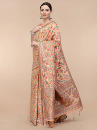 Thumbnail for Peach Silk Blend Woven Design Saree With Unstitched Blouse Piece - Aloki - Distacart