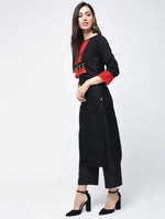 Thumbnail for Aniyah Rayon Color Block Black Latest Straight Kurta With Tassels (AN-109K)