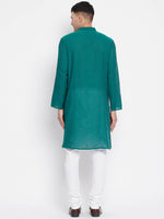 Thumbnail for Even Apparels Green Rayon Men's Kurta With Band Collar - Distacart