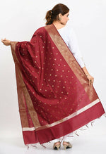 Thumbnail for Mominos Fashion Moeza Women's Banarsi Silk Woven Design Maroon Dupatta - Distacart