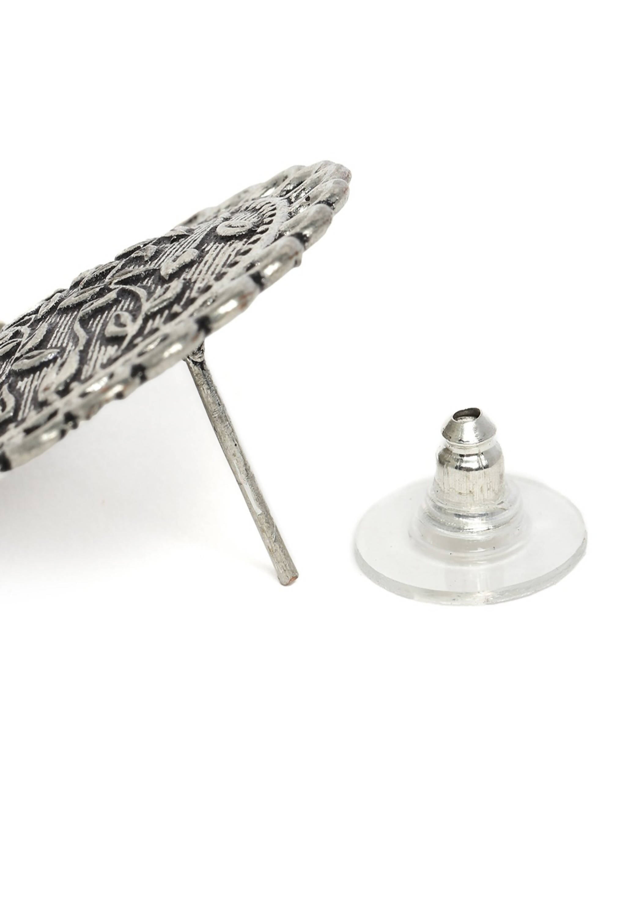 Mominos Fashion Johar Kamal Oxidised Silver Plated Stud Earrings - Distacart