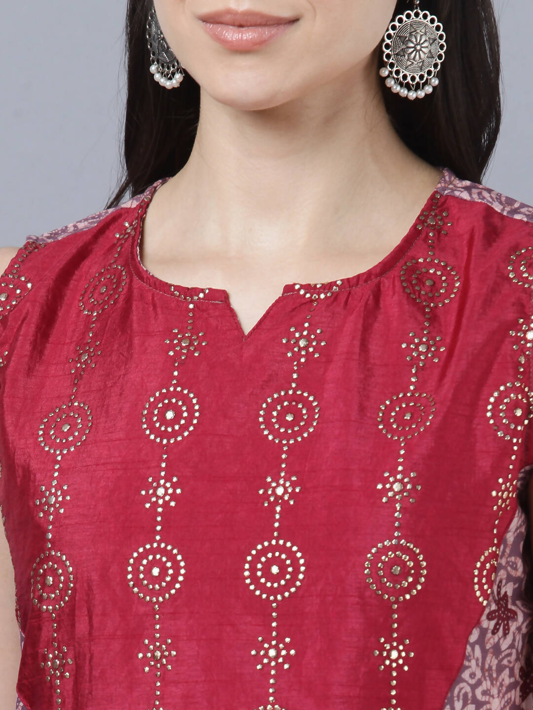 Myshka Women Multicoloured Embroidered Panelled Kurti with Palazzos With Dupatta - Distacart