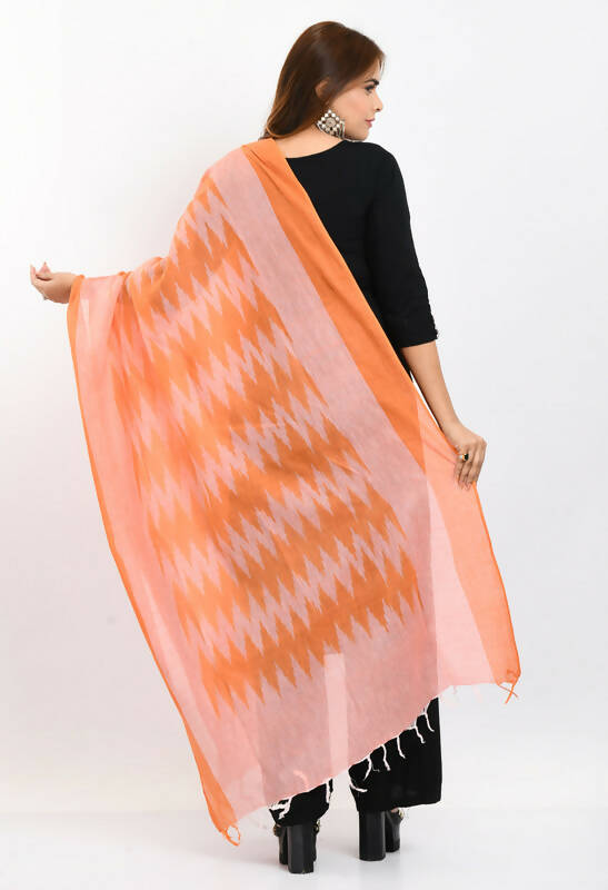 Mominos Fashion Moeza Women's Handloom Cotton Ikkat Orange Dupatta - Distacart