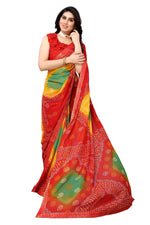 Thumbnail for Vamika Ethnic Fire Red Printed With Lace Saree - Distacart