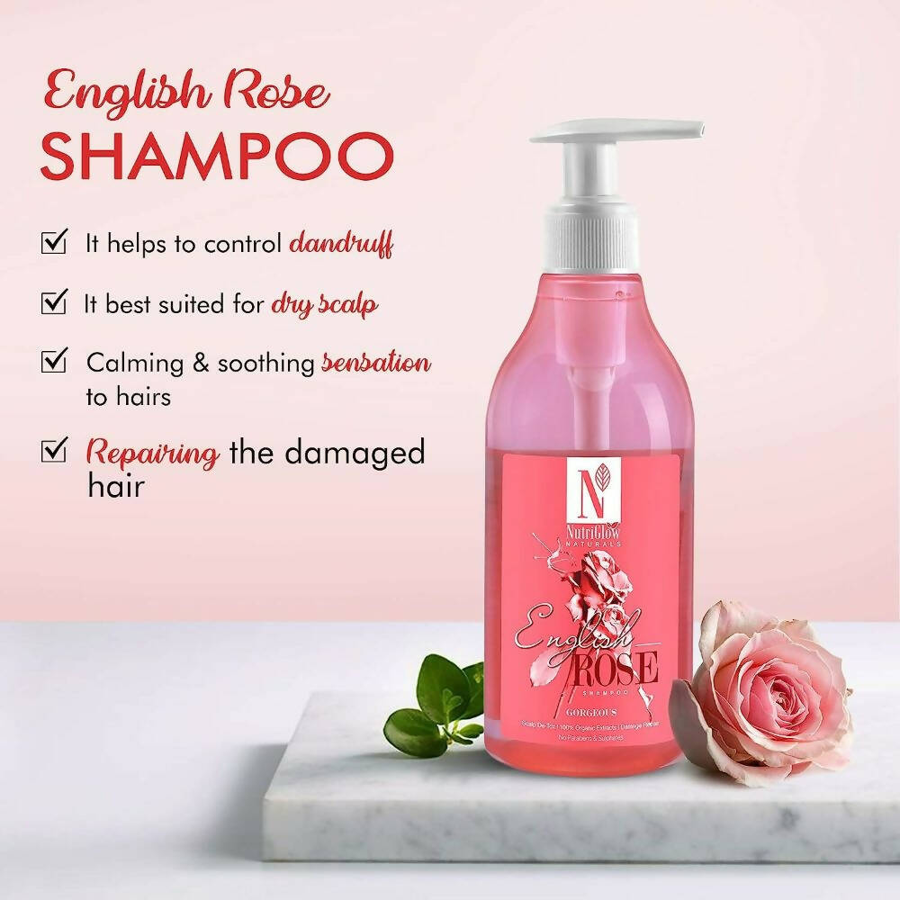 NutriGlow NATURAL'S English Rose Shampoo Gentle Cleanser - Distacart