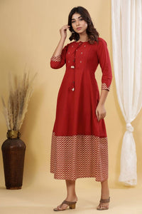 Thumbnail for Yufta Maroon A-Line Anarkali Kurta
