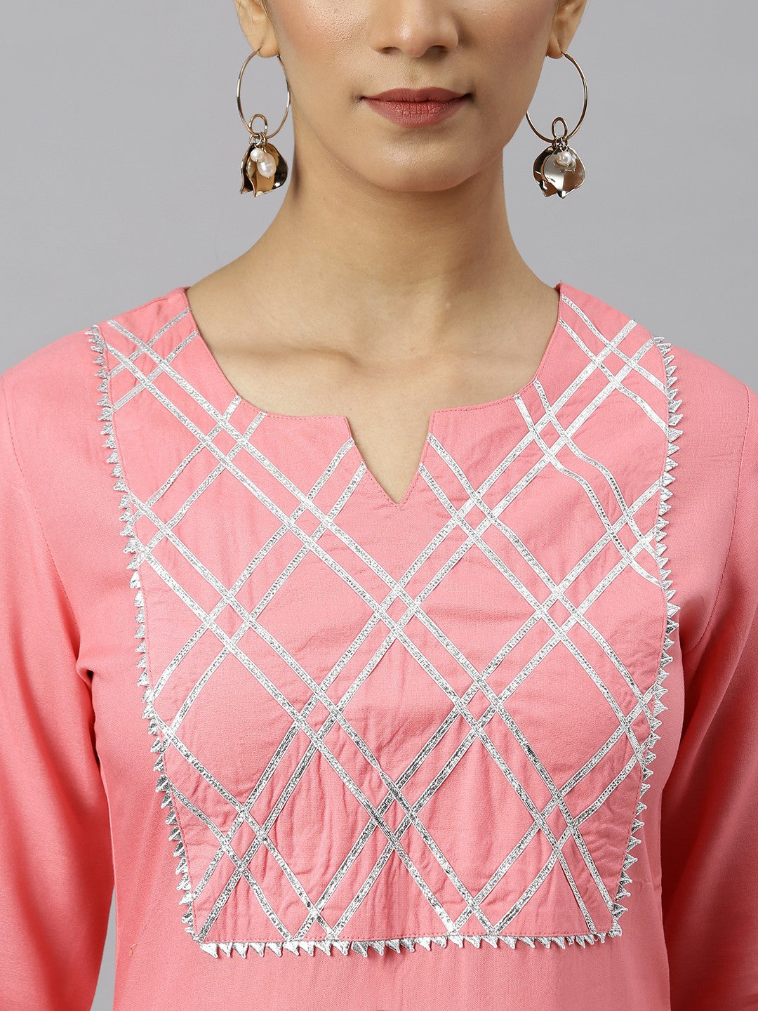 Khushal K Pink Color Rayon Kurta And Palazzo Set