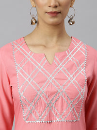 Thumbnail for Khushal K Pink Color Rayon Kurta And Palazzo Set