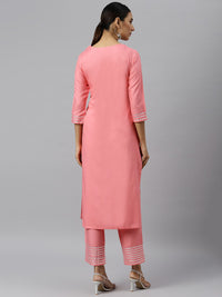 Thumbnail for Khushal K Pink Color Rayon Kurta And Palazzo Set