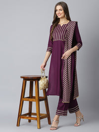 Thumbnail for Khushal K Women Purple Kurta and Palazzo With Dupatta Set