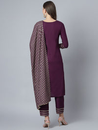 Thumbnail for Khushal K Women Purple Kurta and Palazzo With Dupatta Set