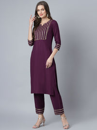 Thumbnail for Khushal K Women Purple Kurta and Palazzo With Dupatta Set