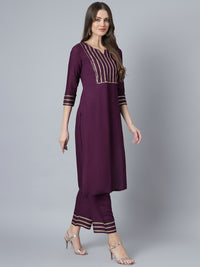 Thumbnail for Khushal K Women Purple Kurta and Palazzo With Dupatta Set