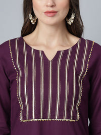 Thumbnail for Khushal K Women Purple Kurta and Palazzo With Dupatta Set