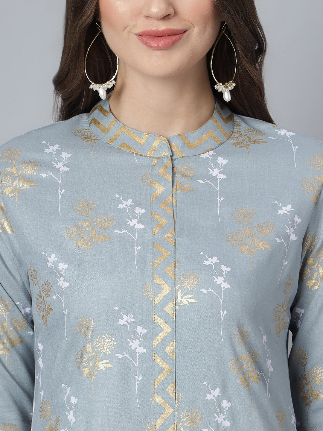 Khushal K Women Grey Kurta and Palazzo Set