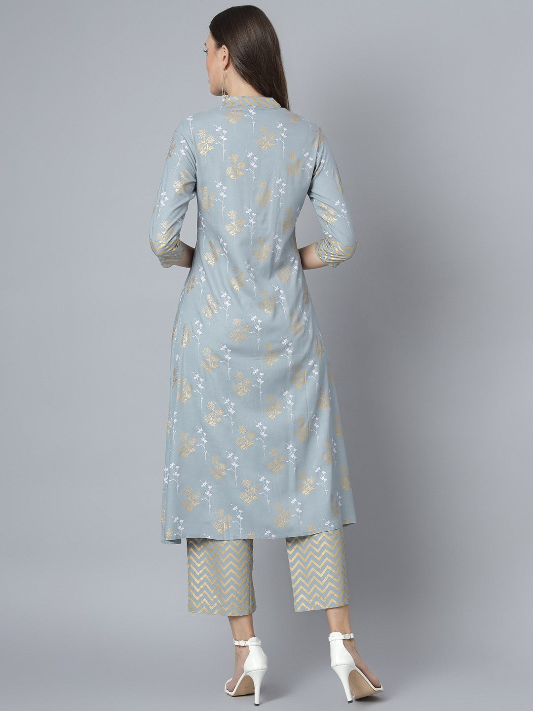 Khushal K Women Grey Kurta and Palazzo Set