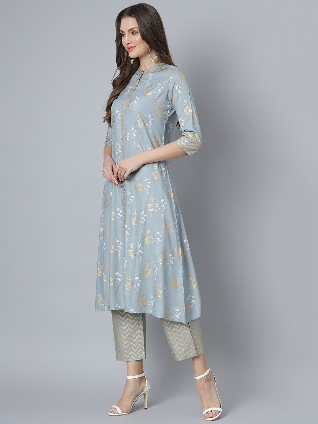 Khushal K Women Grey Kurta and Palazzo Set